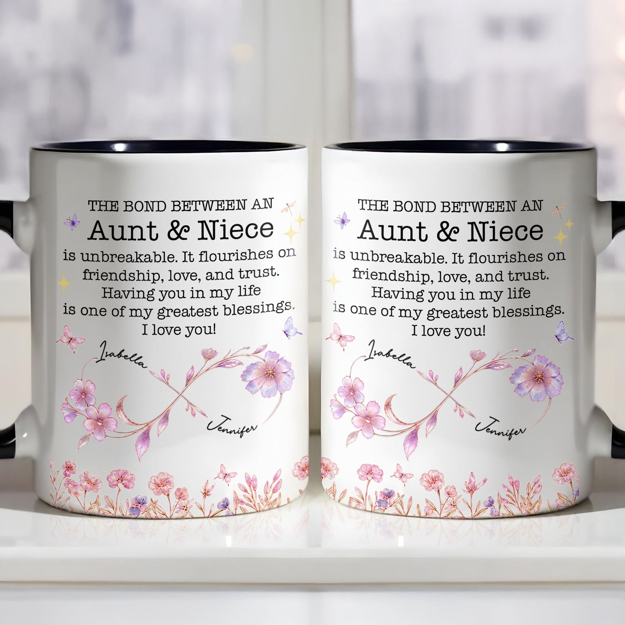 Personalized Accent Mug Custom Niece Gift Flower Design