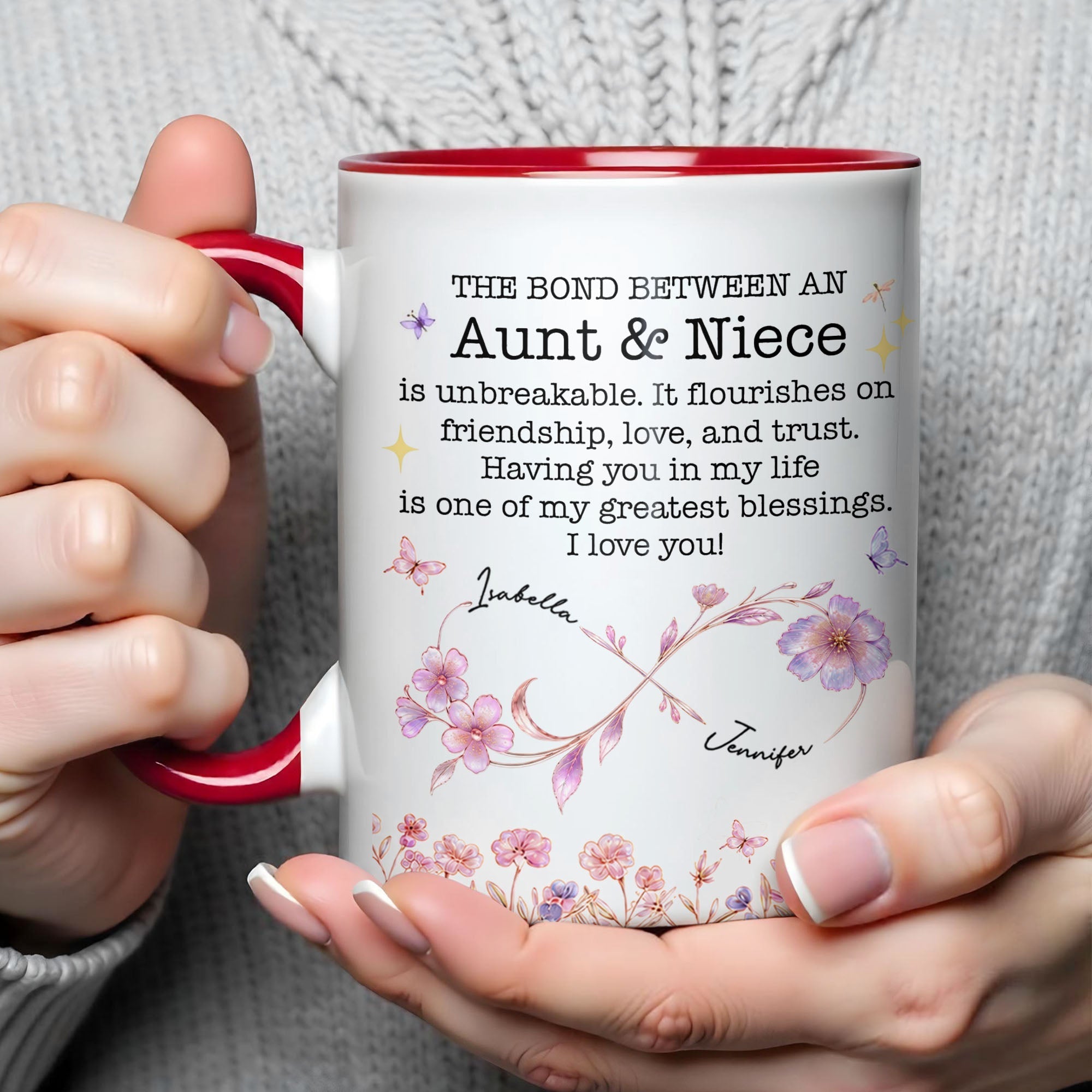 Personalized Accent Mug Custom Niece Gift Flower Design