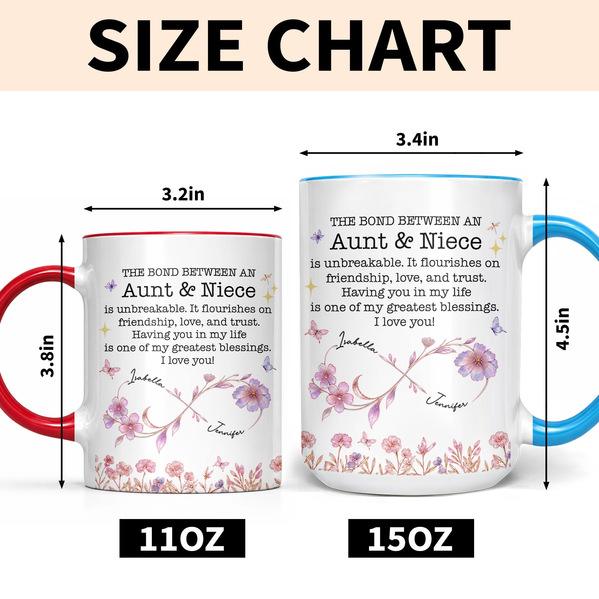Personalized Accent Mug Custom Niece Gift Flower Design