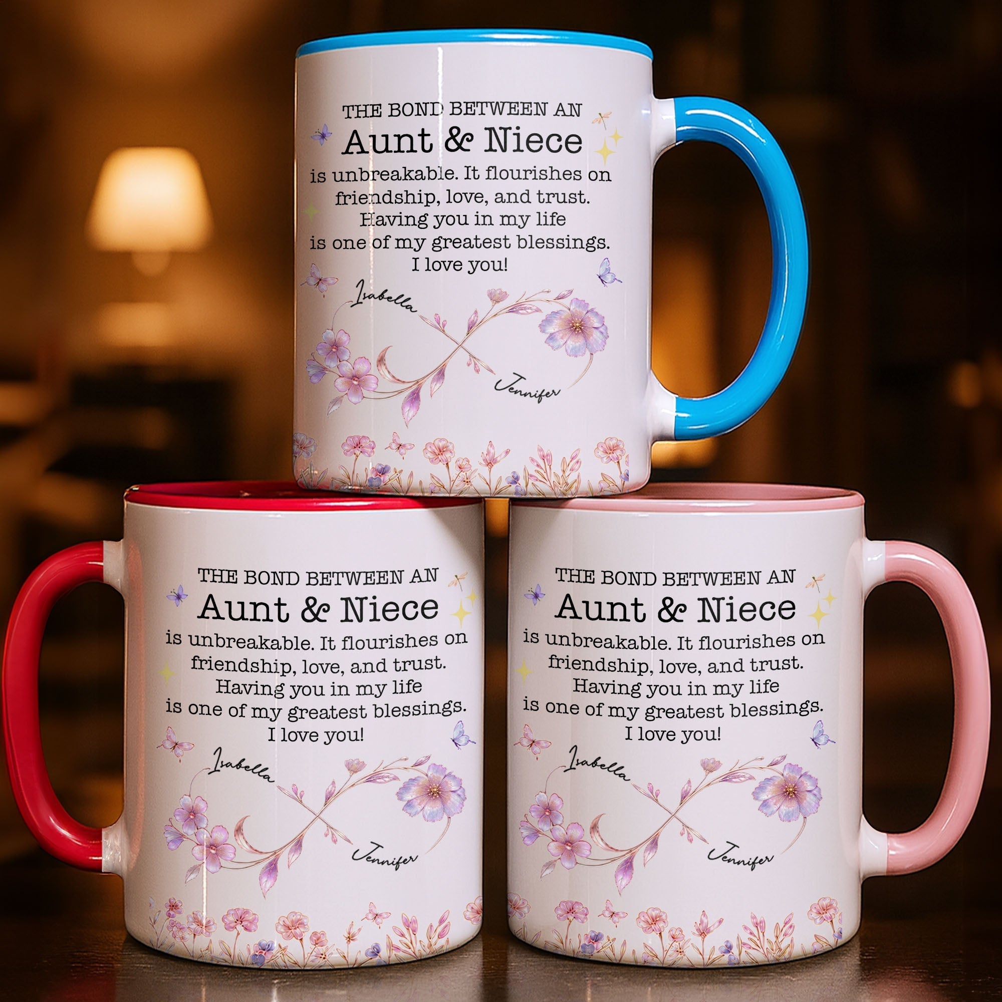 Personalized Accent Mug Custom Niece Gift Flower Design