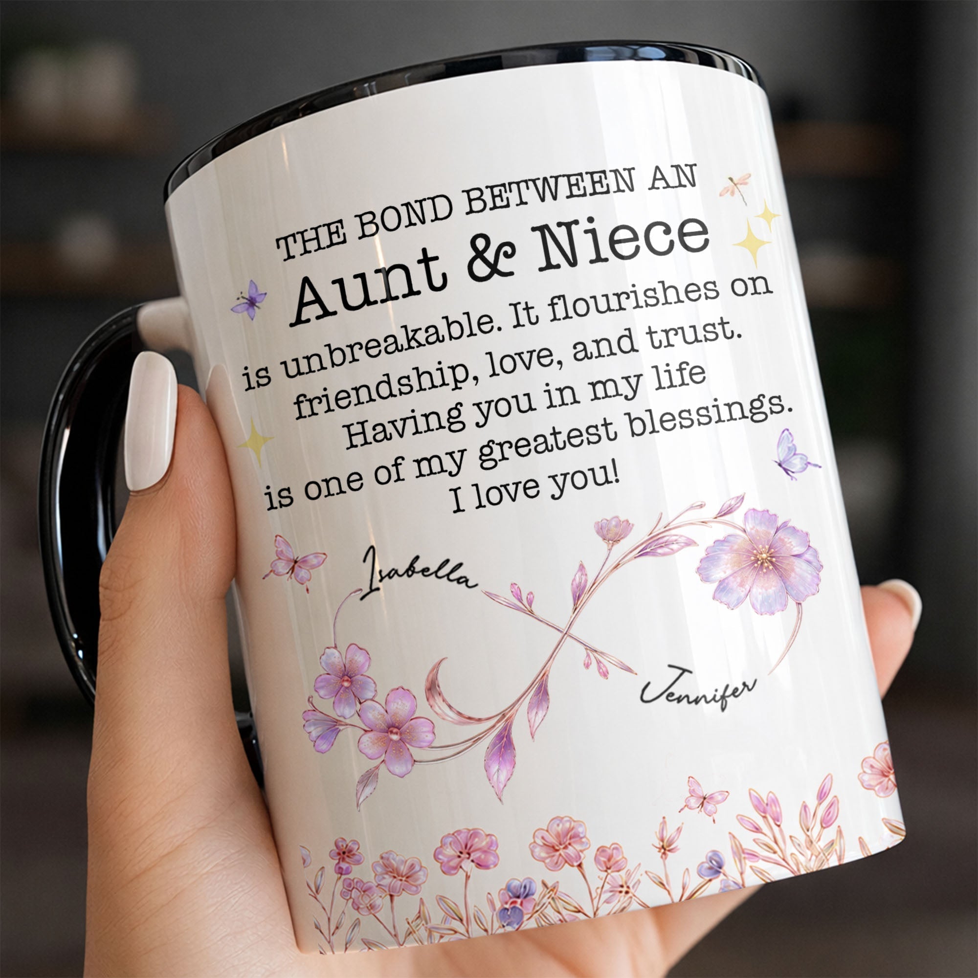 Personalized Accent Mug Custom Niece Gift Flower Design