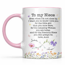 Load image into Gallery viewer, Personalized Accent Mug Birth Month Flowers Custom Design for Niece
