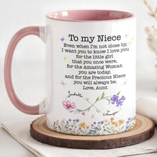 Load image into Gallery viewer, Personalized Accent Mug Birth Month Flowers Custom Design for Niece
