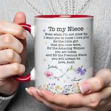 Load image into Gallery viewer, Personalized Accent Mug Birth Month Flowers Custom Design for Niece
