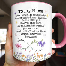 Load image into Gallery viewer, Personalized Accent Mug Birth Month Flowers Custom Design for Niece
