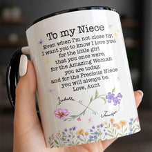 Load image into Gallery viewer, Personalized Accent Mug Birth Month Flowers Custom Design for Niece

