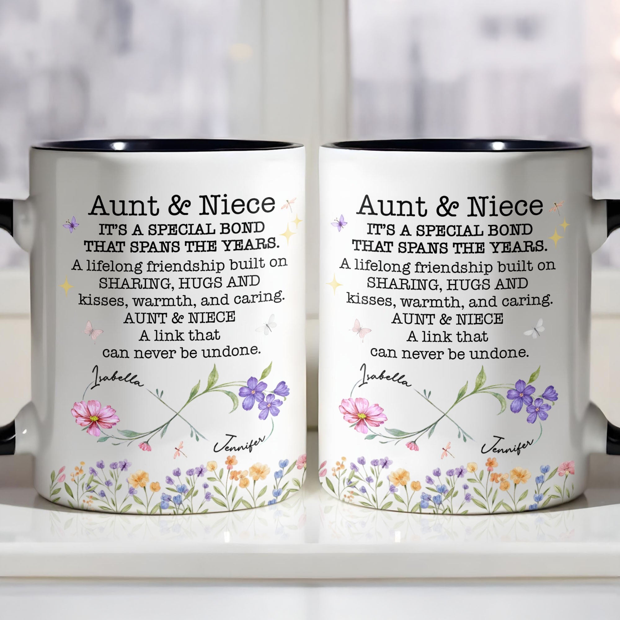 Personalized Floral Birth Month Flowers Accent Mug Gift for Niece