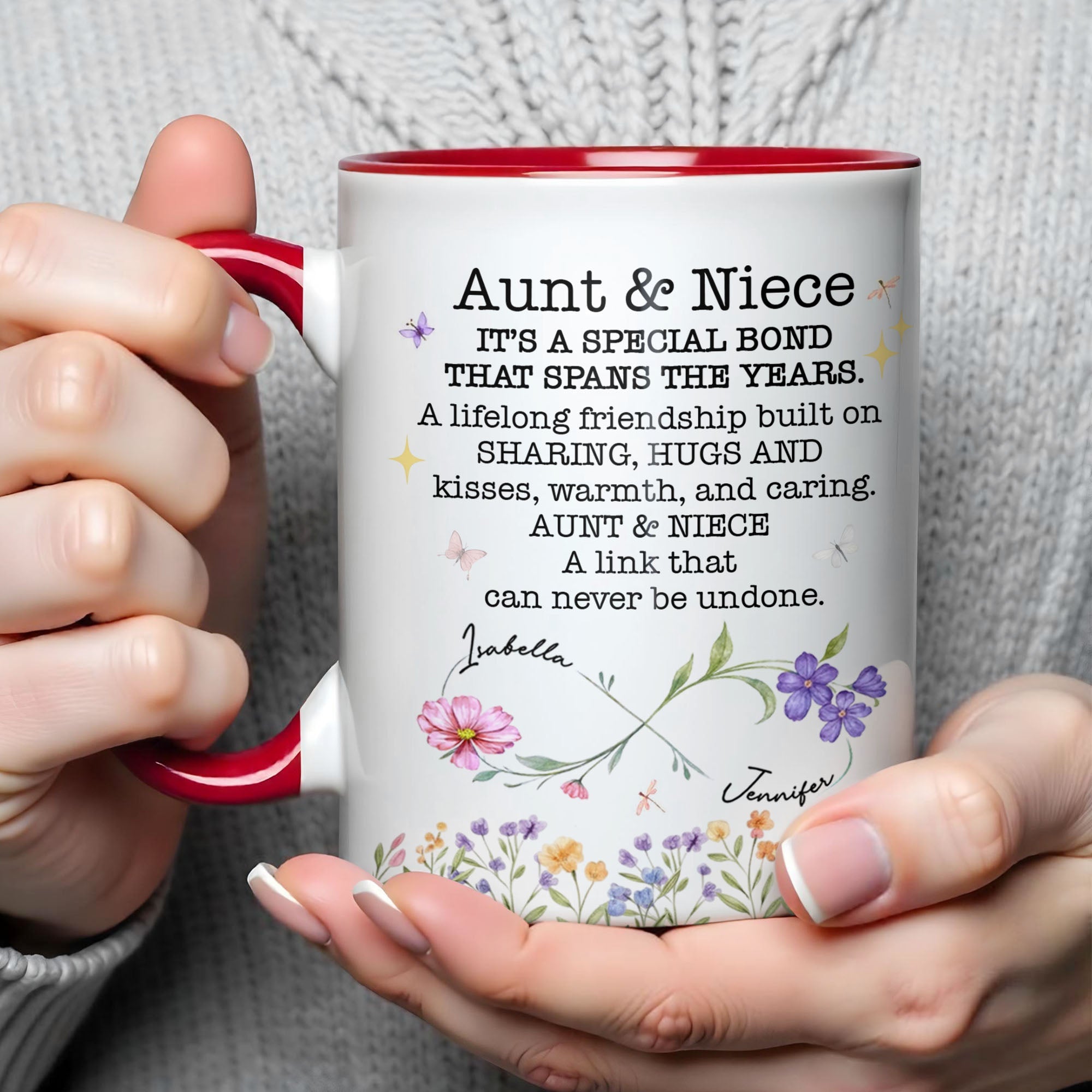 Personalized Floral Birth Month Flowers Accent Mug Gift for Niece