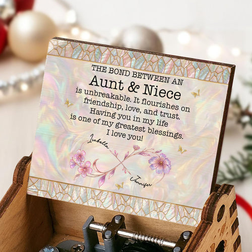 Personalized Wooden Music Box Custom Niece Gift for Birthday