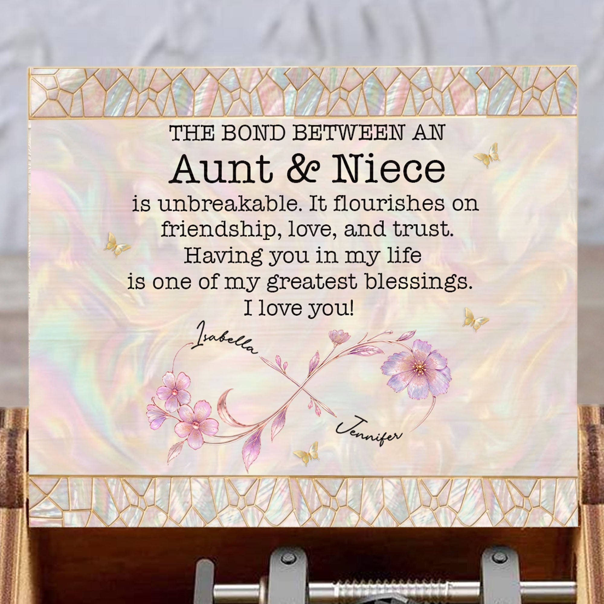 Personalized Wooden Music Box Custom Niece Gift for Birthday