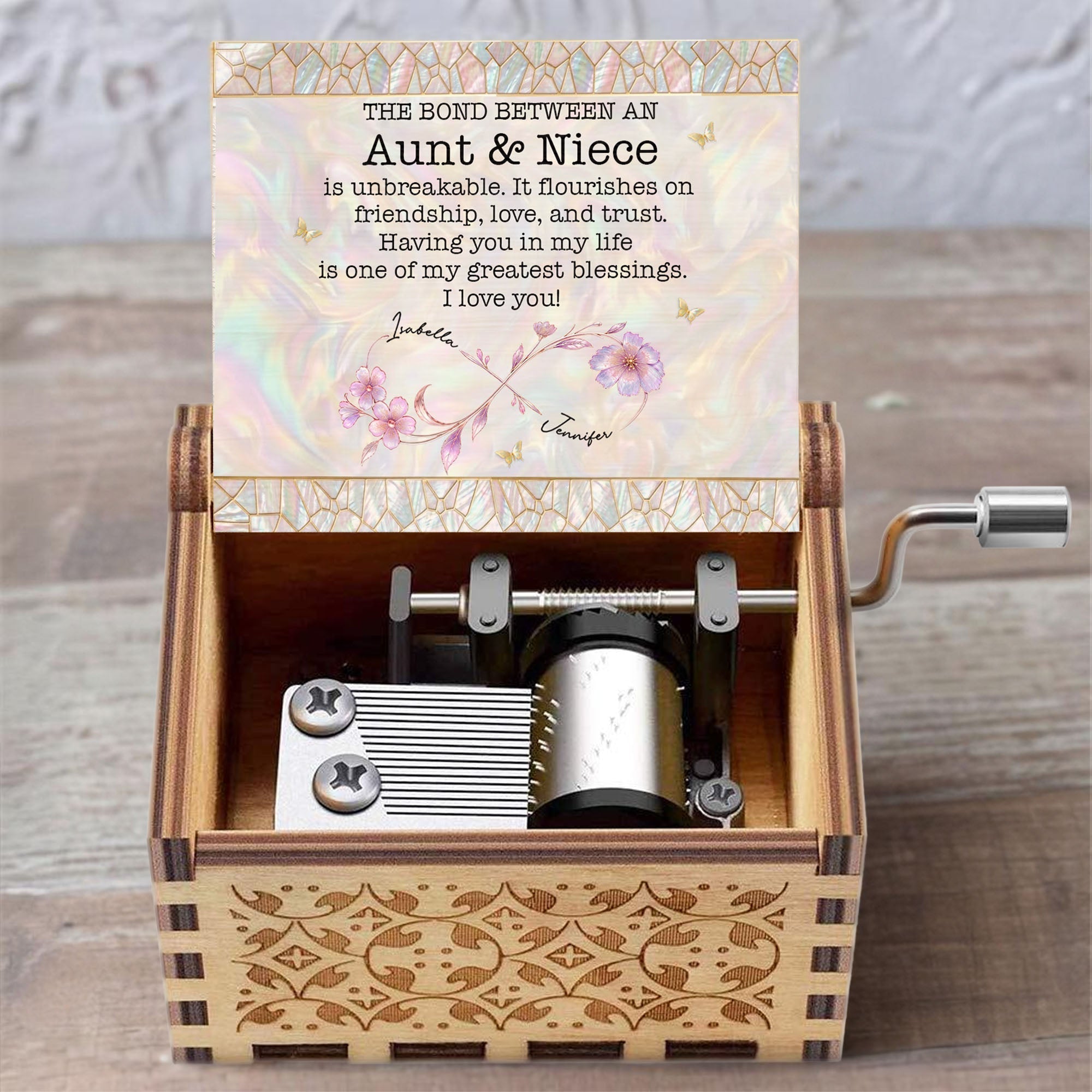 Personalized Wooden Music Box Custom Niece Gift for Birthday