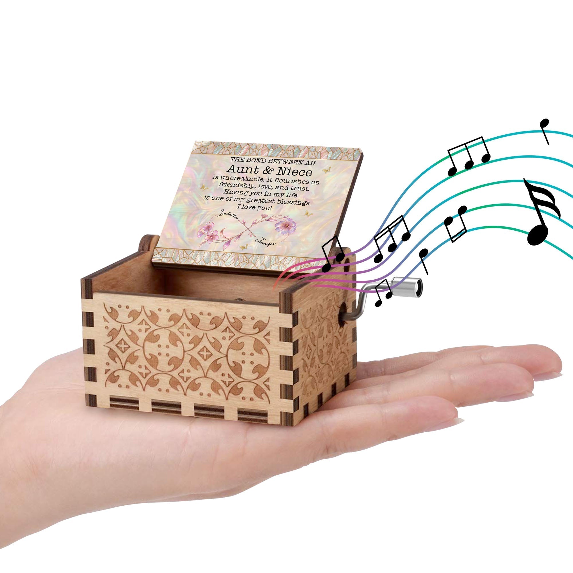 Personalized Wooden Music Box Custom Niece Gift for Birthday