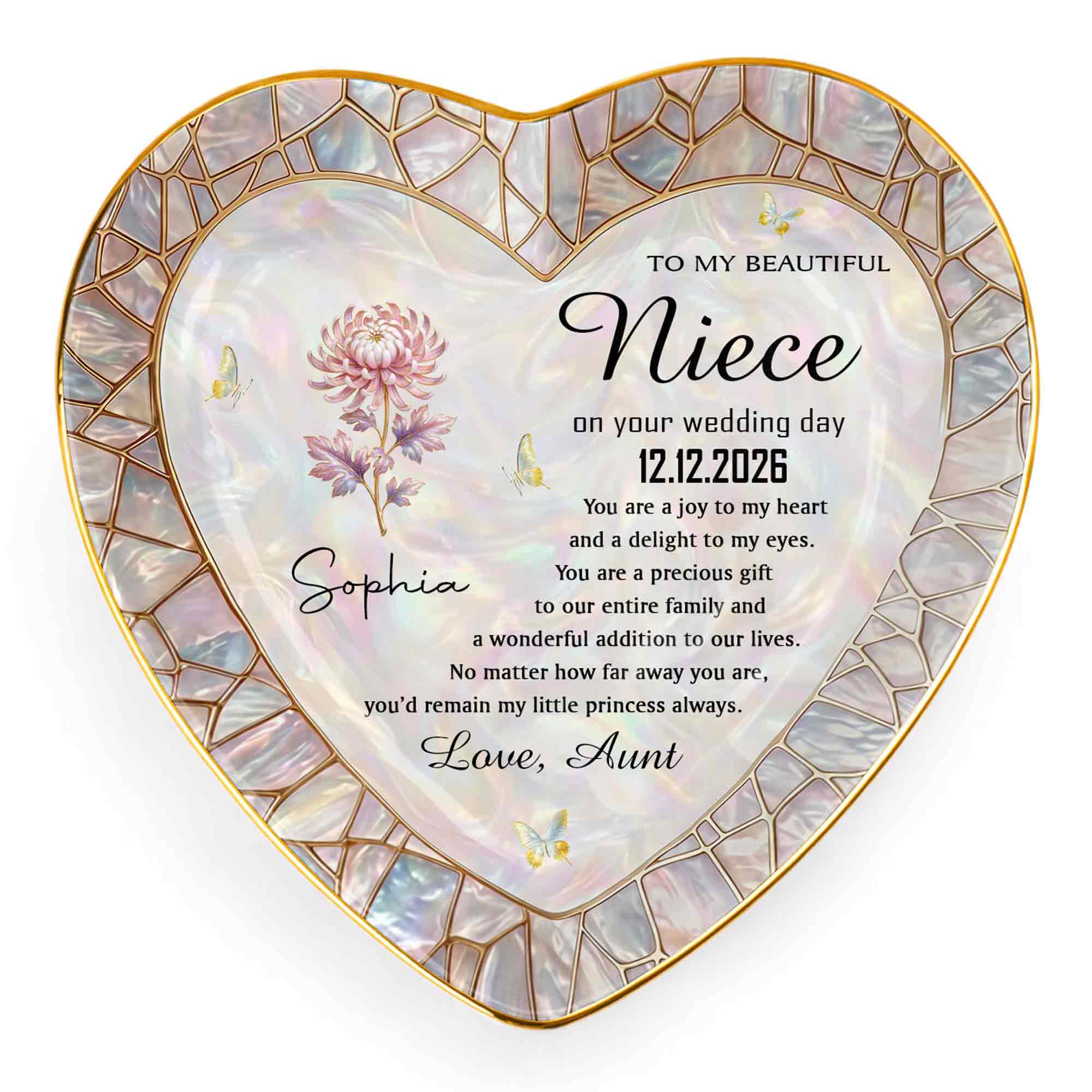 Personalized Heart Jewelry Dish Custom Name Gift for Niece