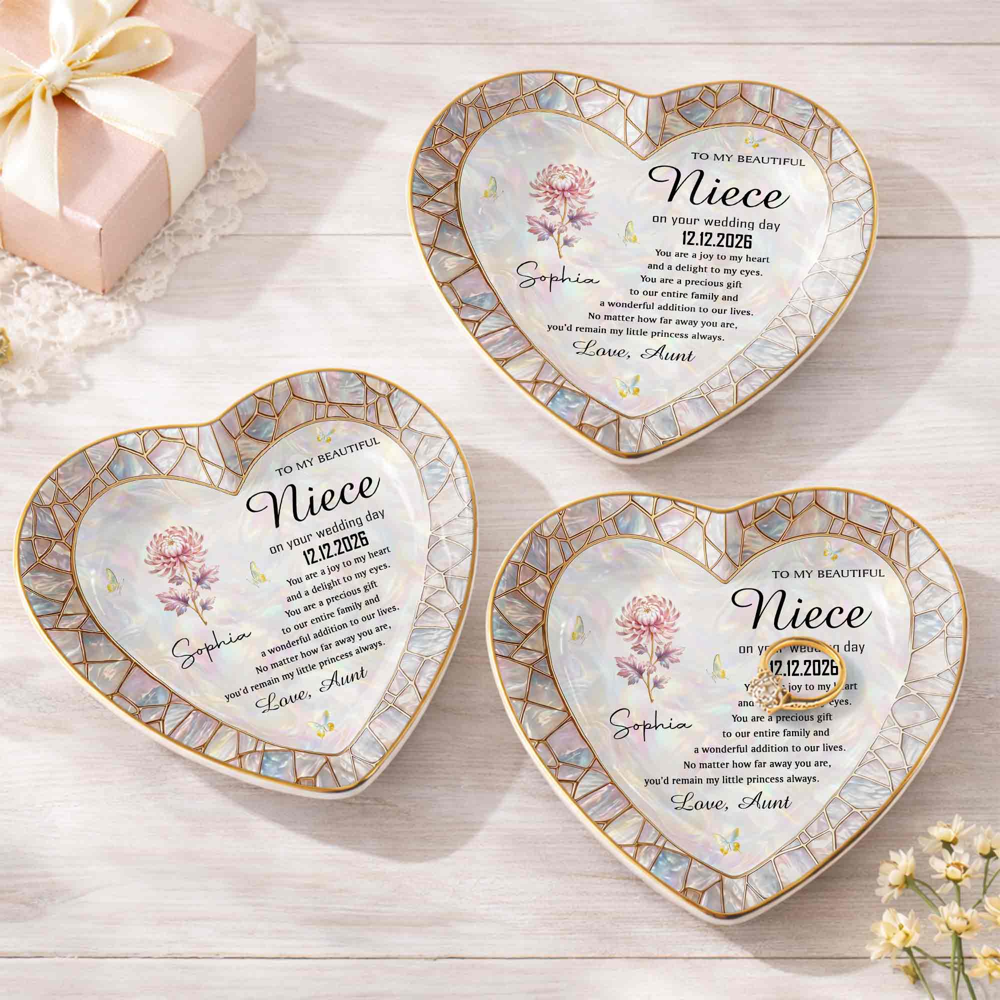 Personalized Heart Jewelry Dish Custom Name Gift for Niece