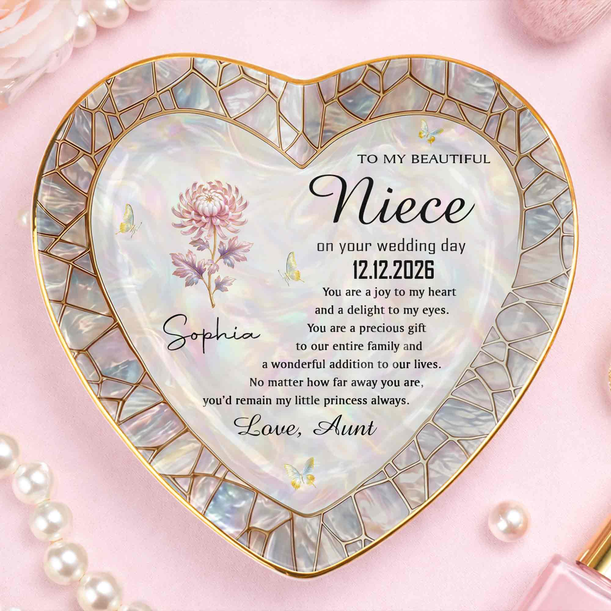 Personalized Heart Jewelry Dish Custom Name Gift for Niece