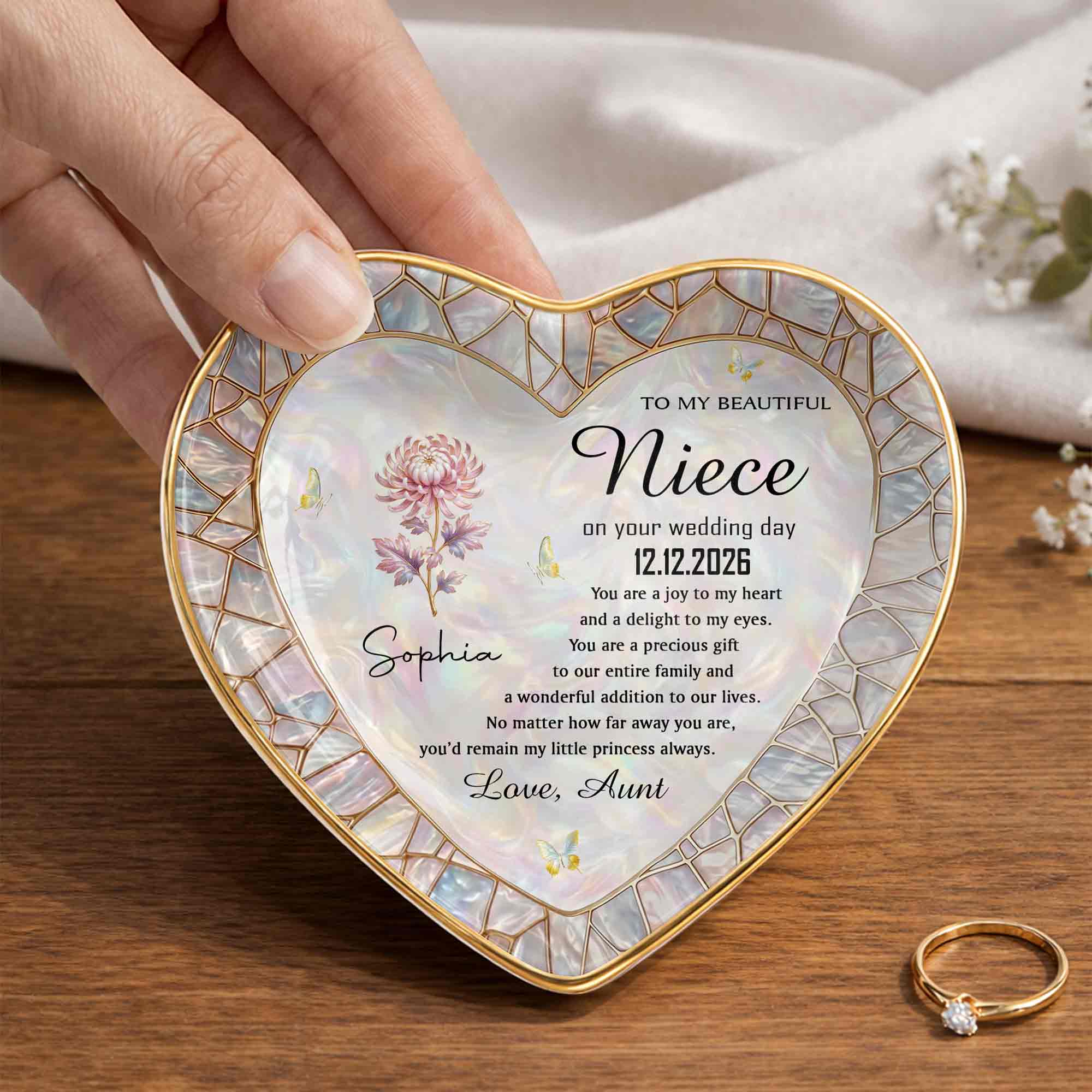 Personalized Heart Jewelry Dish Custom Name Gift for Niece
