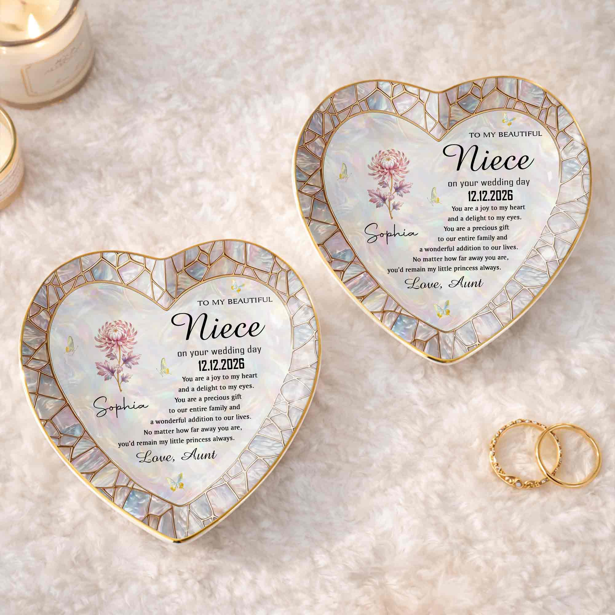 Personalized Heart Jewelry Dish Custom Name Gift for Niece