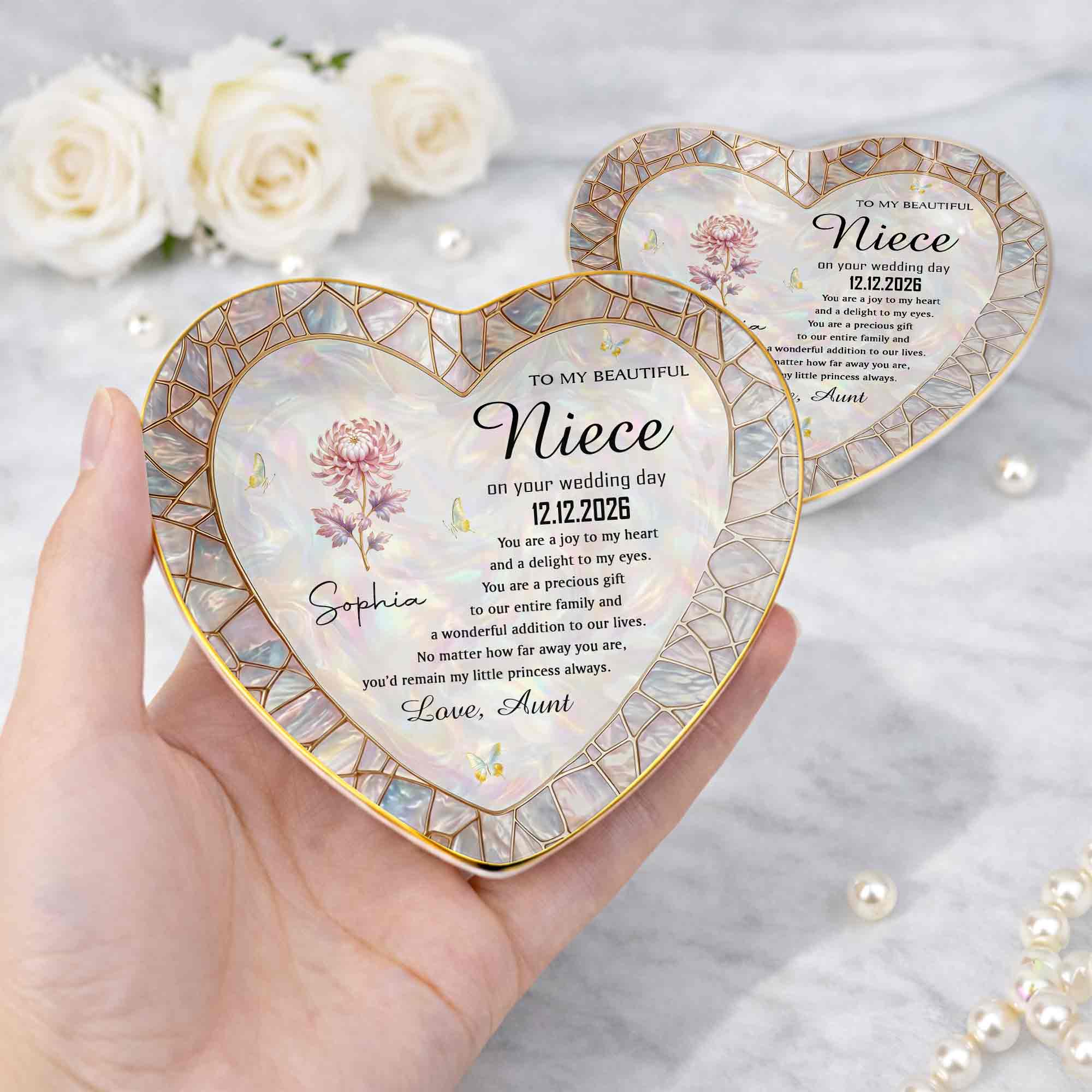 Personalized Heart Jewelry Dish Custom Name Gift for Niece