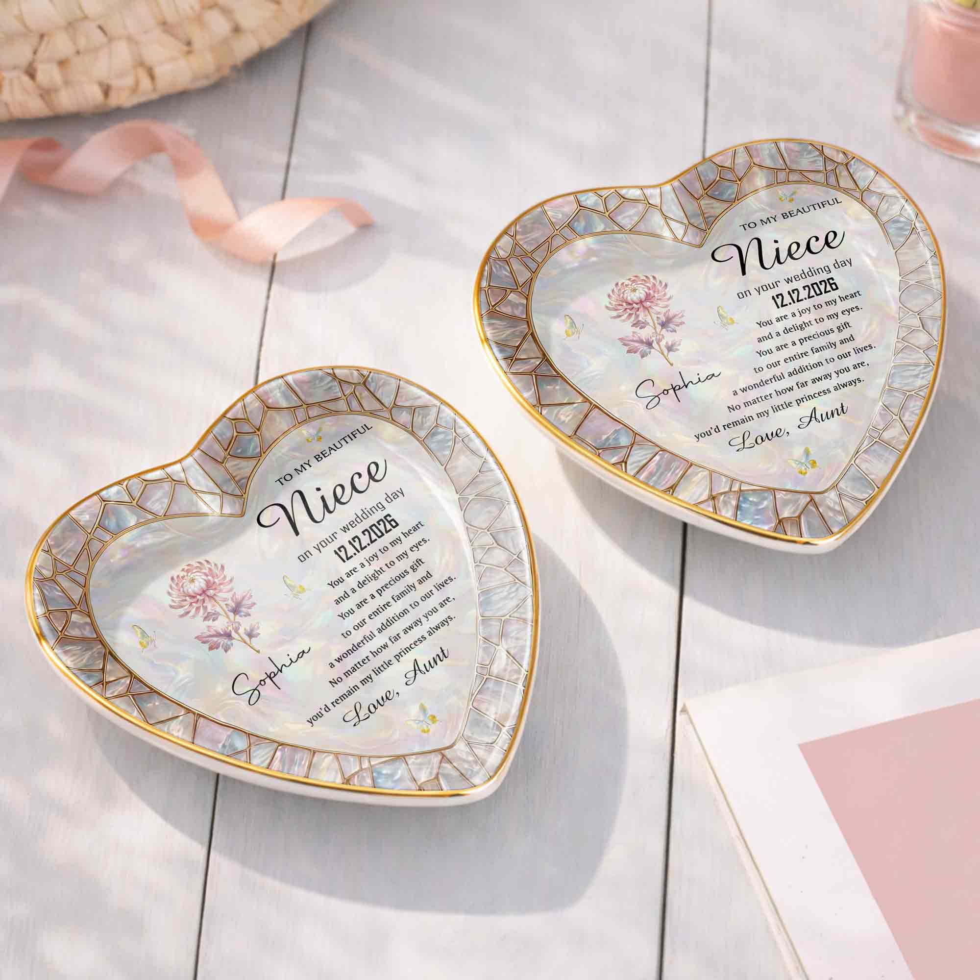 Personalized Heart Jewelry Dish Custom Name Gift for Niece
