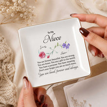 Load image into Gallery viewer, Personalized Jewelry Dish with Infinity Flowers Gift for Niece
