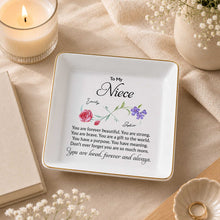 Load image into Gallery viewer, Personalized Jewelry Dish with Infinity Flowers Gift for Niece
