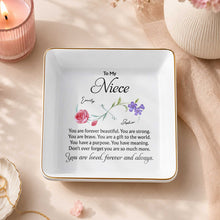 Load image into Gallery viewer, Personalized Jewelry Dish with Infinity Flowers Gift for Niece
