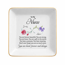Load image into Gallery viewer, Personalized Jewelry Dish with Infinity Flowers Gift for Niece

