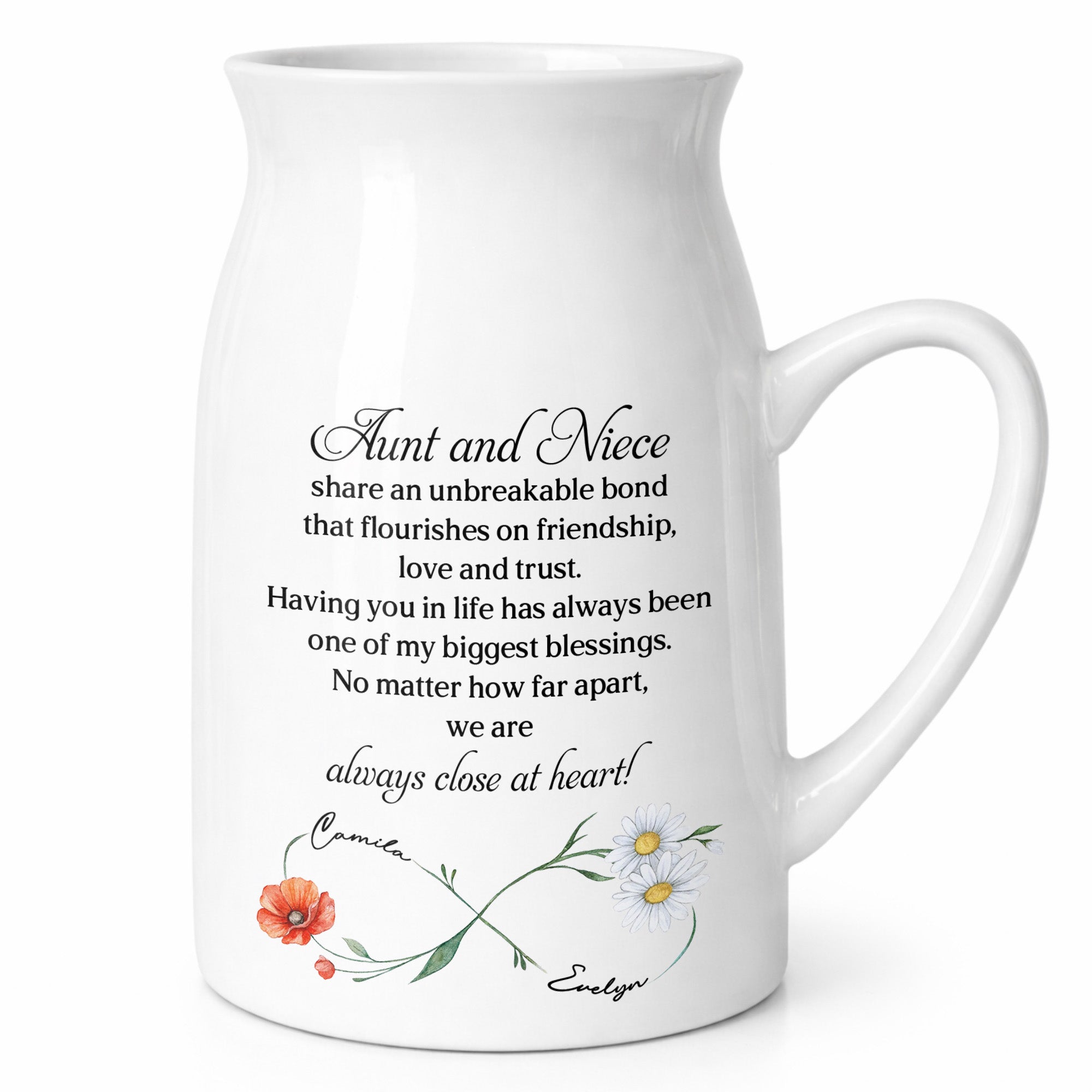 Custom Ceramic Flower Vase Birth Month Flowers Gift for Niece