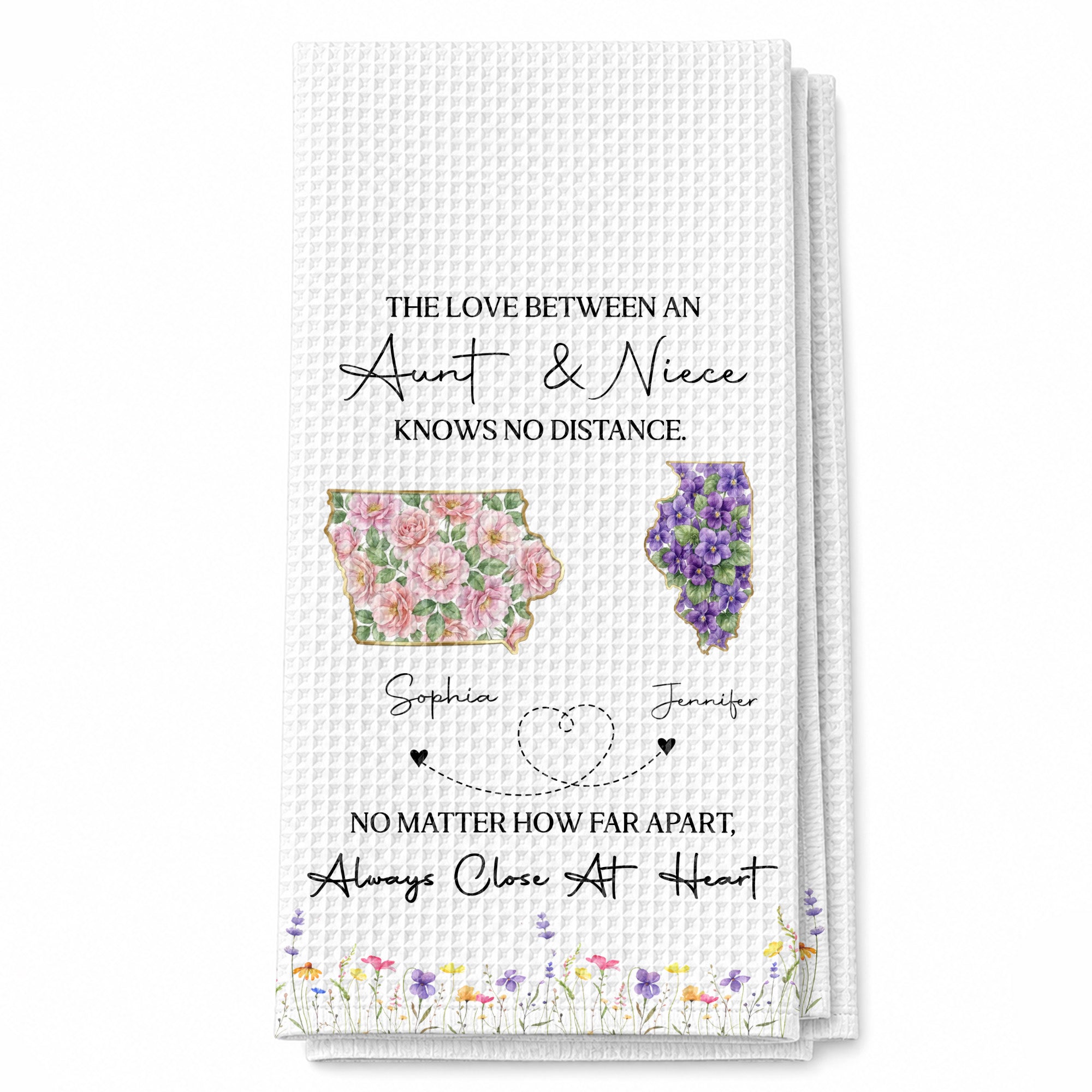 Personalized Floral Kitchen Towel Custom Aunt Niece Gift
