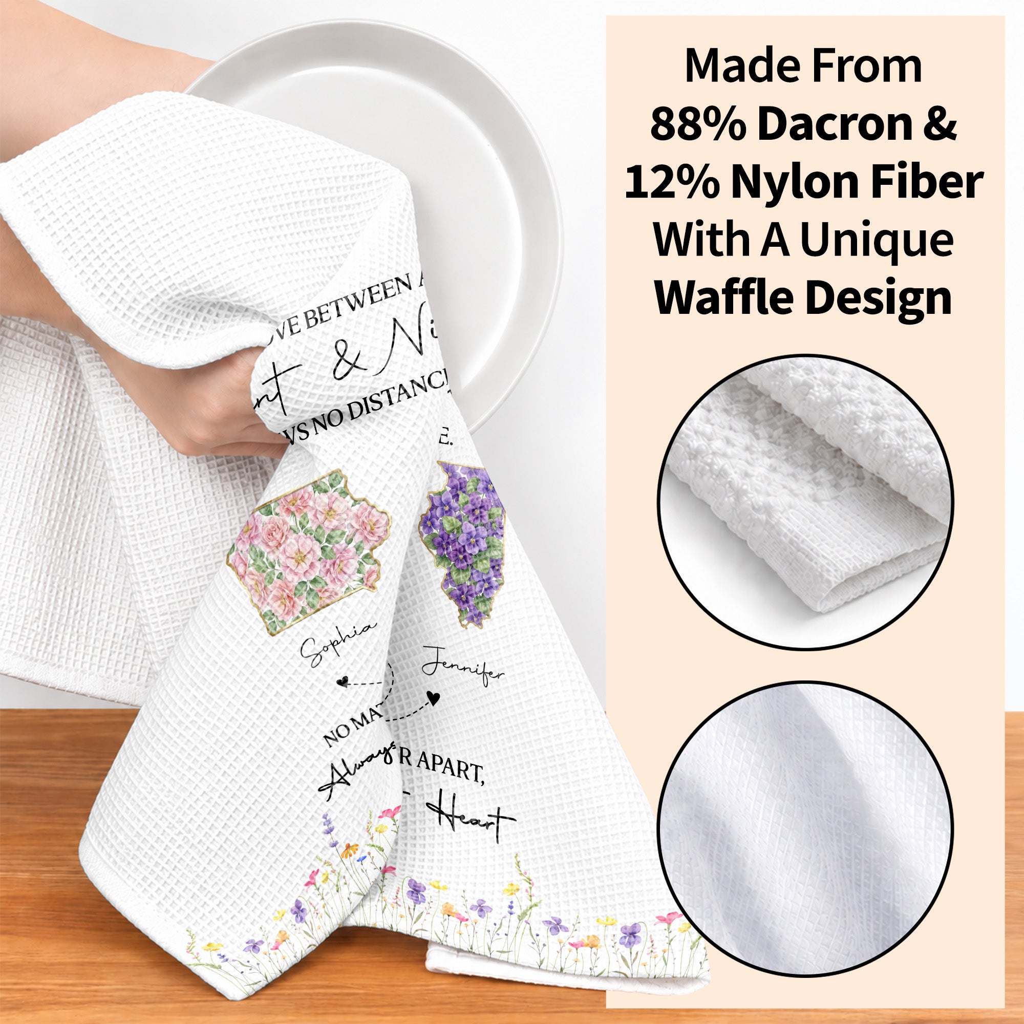 Personalized Floral Kitchen Towel Custom Aunt Niece Gift
