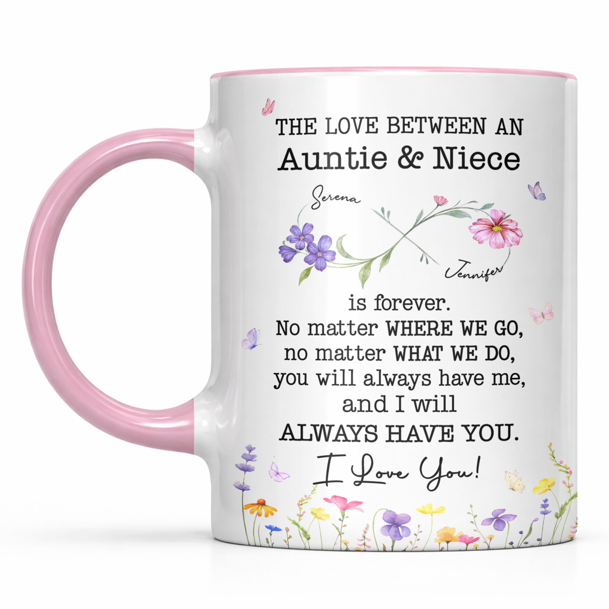 Personalized Accent Mug Custom Birth Month Flowers for Niece