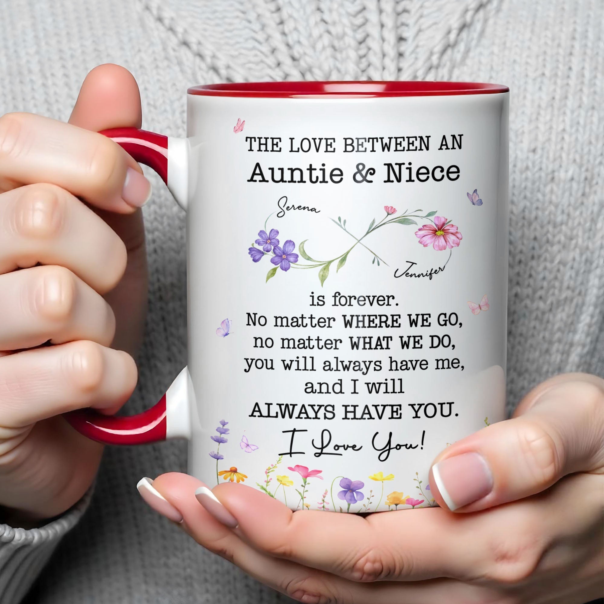 Personalized Accent Mug Custom Birth Month Flowers for Niece