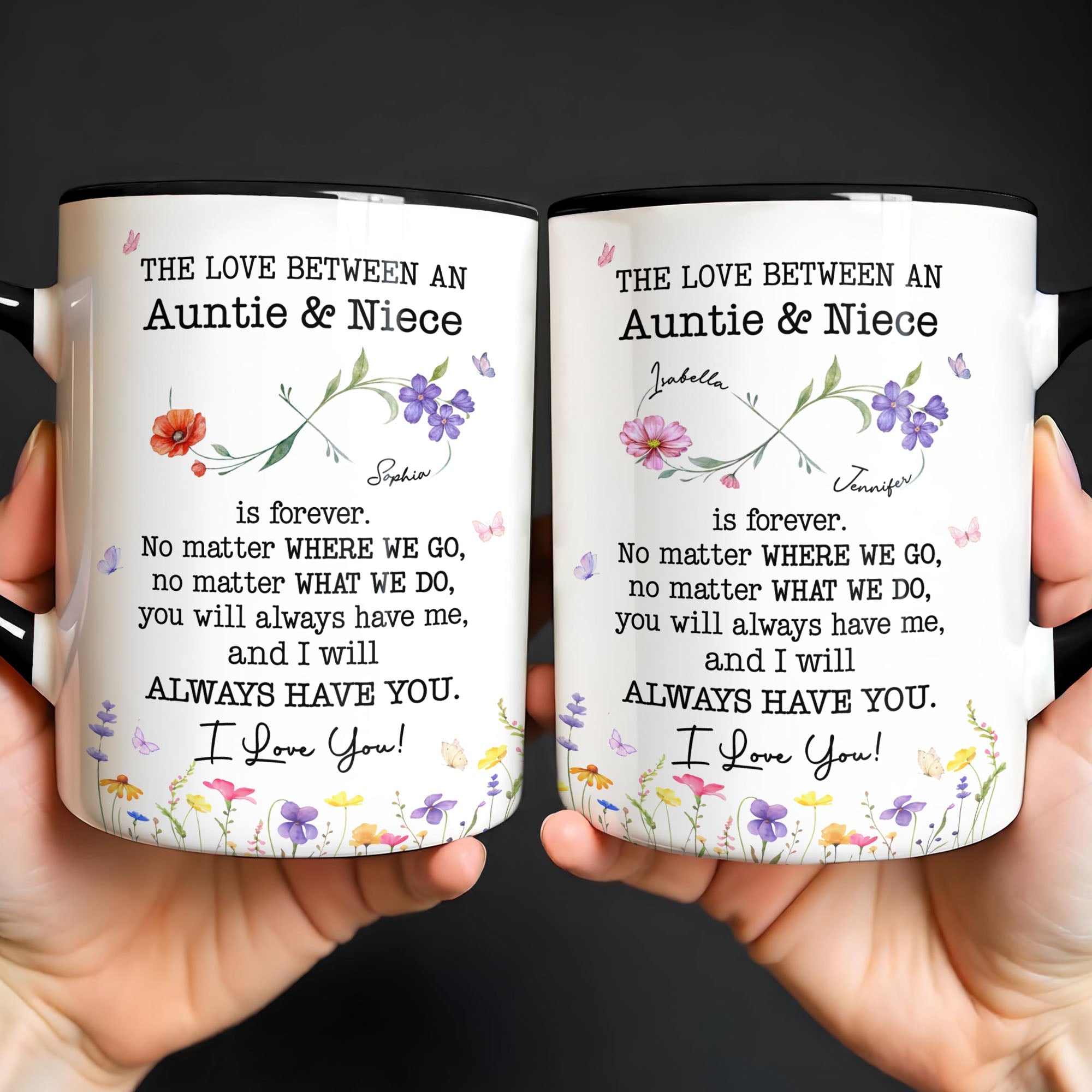 Personalized Accent Mug Custom Birth Month Flowers for Niece