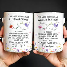 Load image into Gallery viewer, Personalized Accent Mug Custom Birth Month Flowers for Niece
