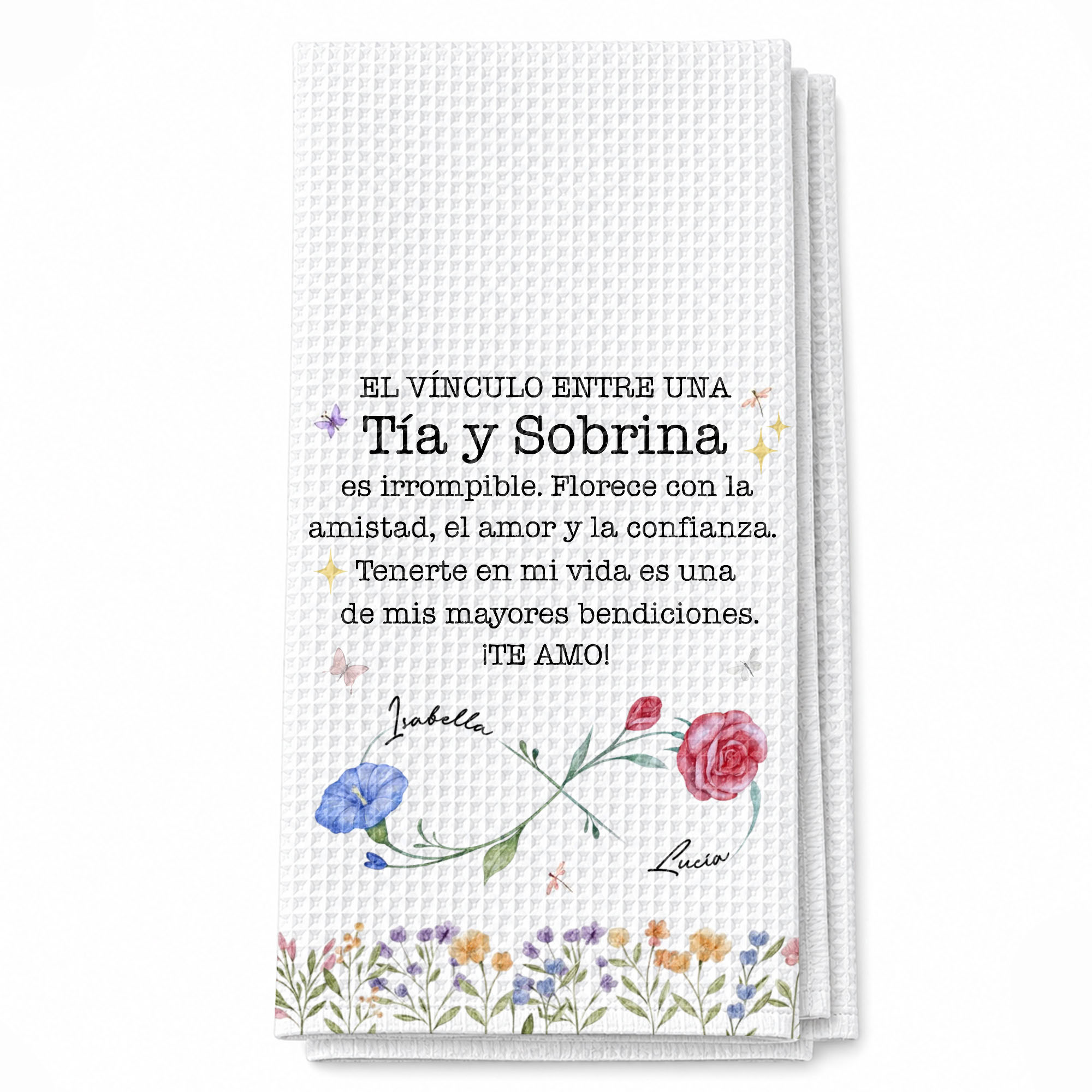 Personalized Kitchen Towel Custom Name Aunt Niece Gift Floral