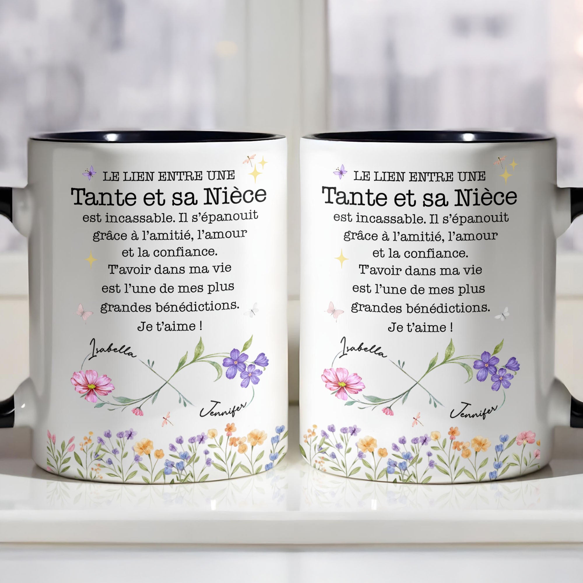 Personalized Infinity Birth Month Flowers Mug Gift for Niece