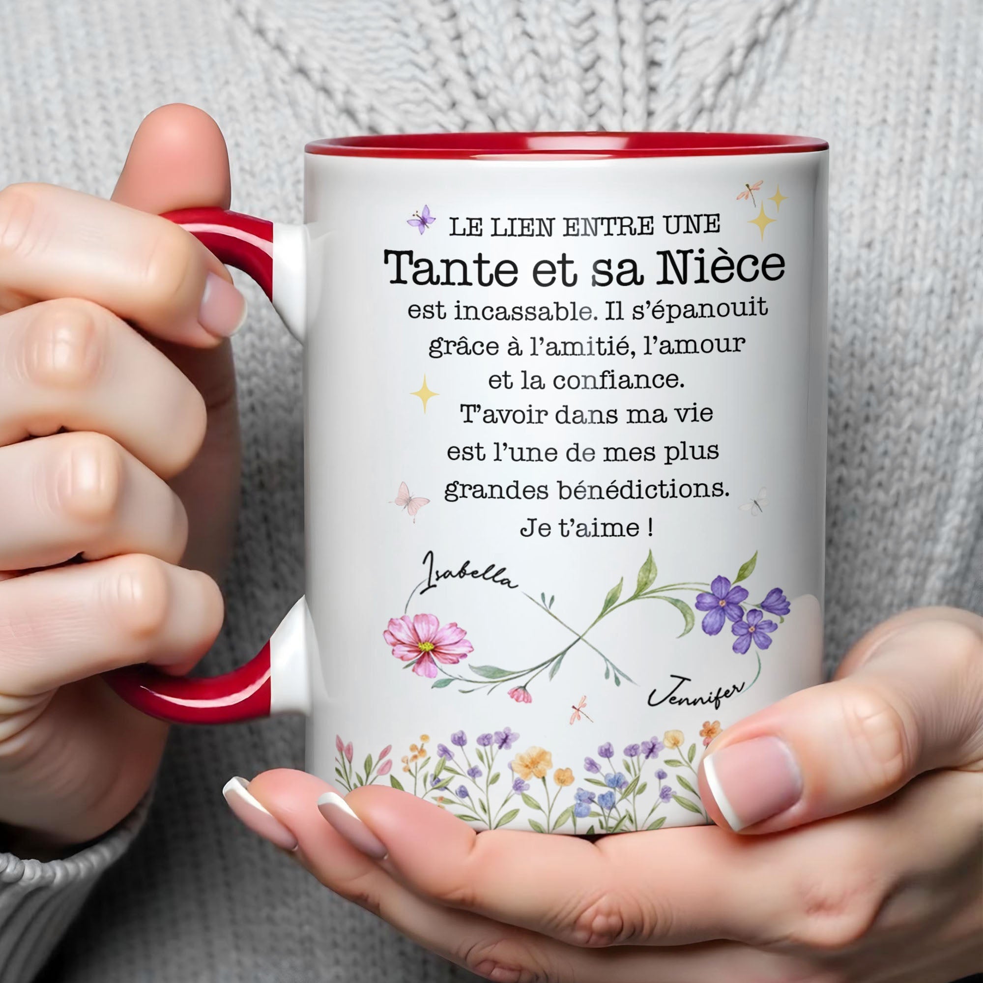 Personalized Infinity Birth Month Flowers Mug Gift for Niece
