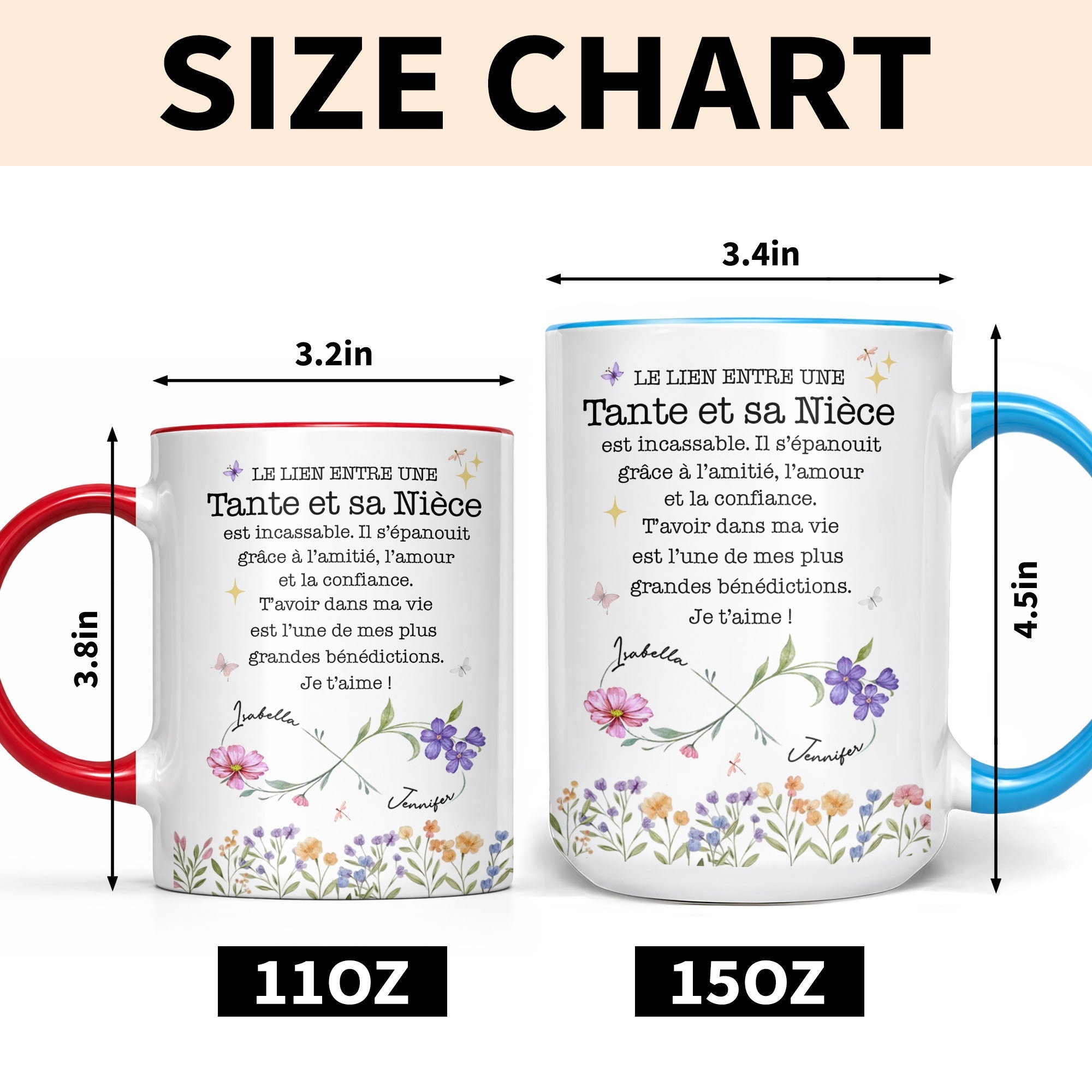 Personalized Infinity Birth Month Flowers Mug Gift for Niece
