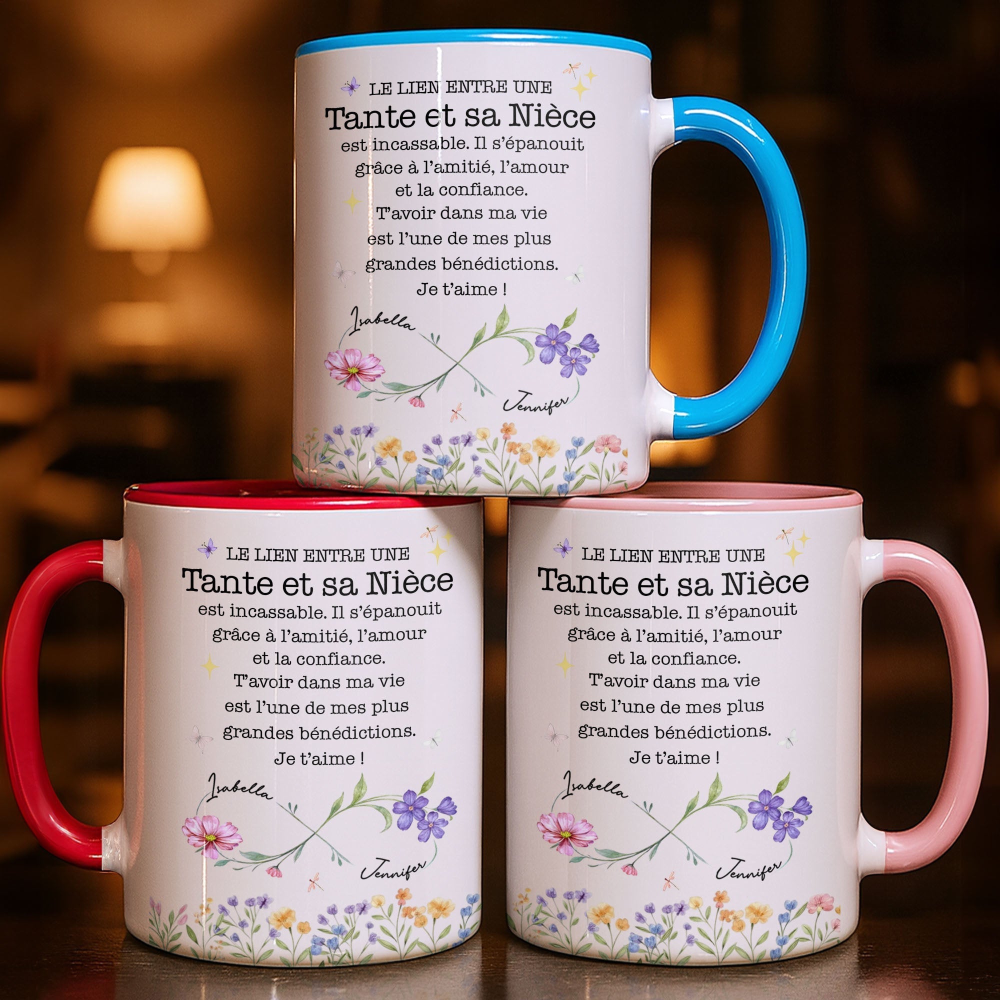 Personalized Infinity Birth Month Flowers Mug Gift for Niece