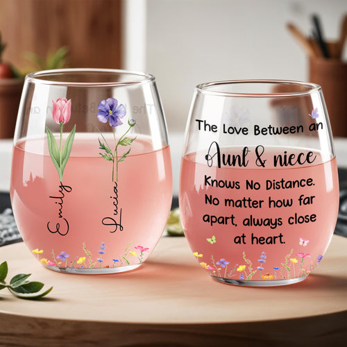 Personalized Stemless Wine Glass Custom Name Aunt Niece Gift