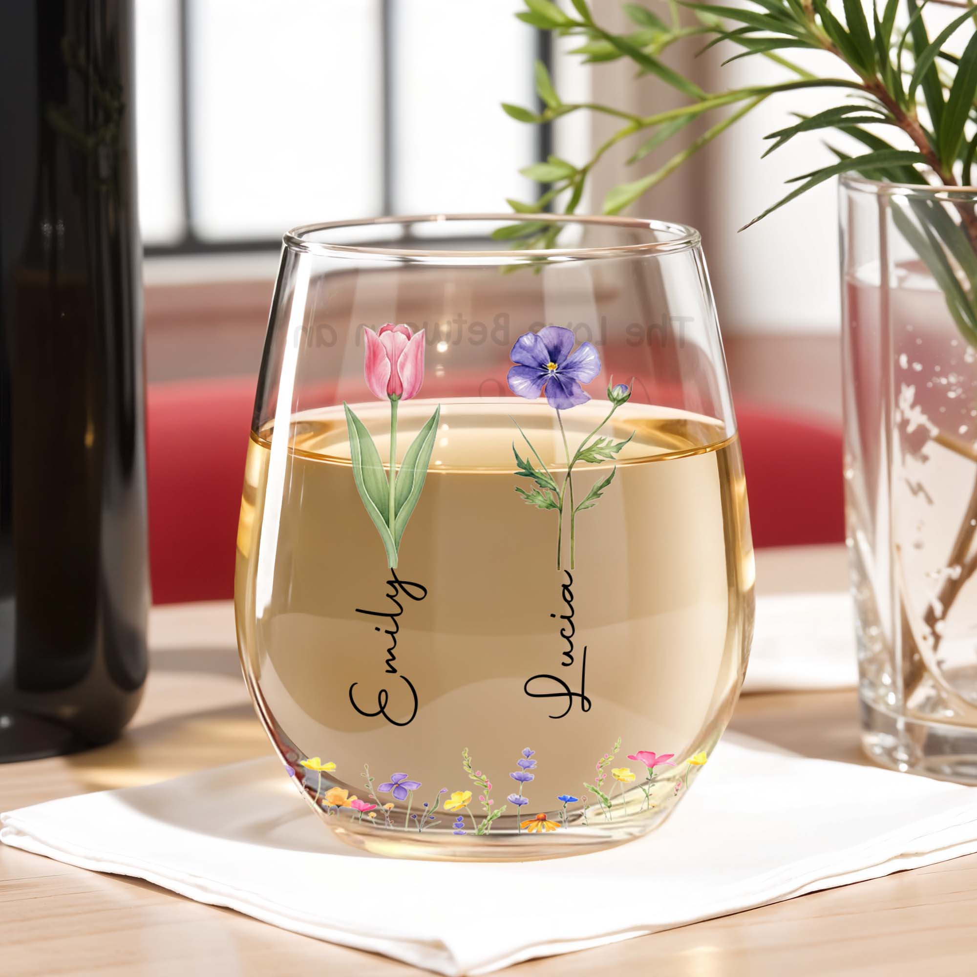 Personalized Stemless Wine Glass Custom Name Aunt Niece Gift