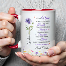 Load image into Gallery viewer, Personalized Custom Accent Mug Birth Month Flower Gift for Niece

