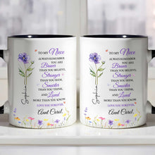 Load image into Gallery viewer, Personalized Custom Accent Mug Birth Month Flower Gift for Niece
