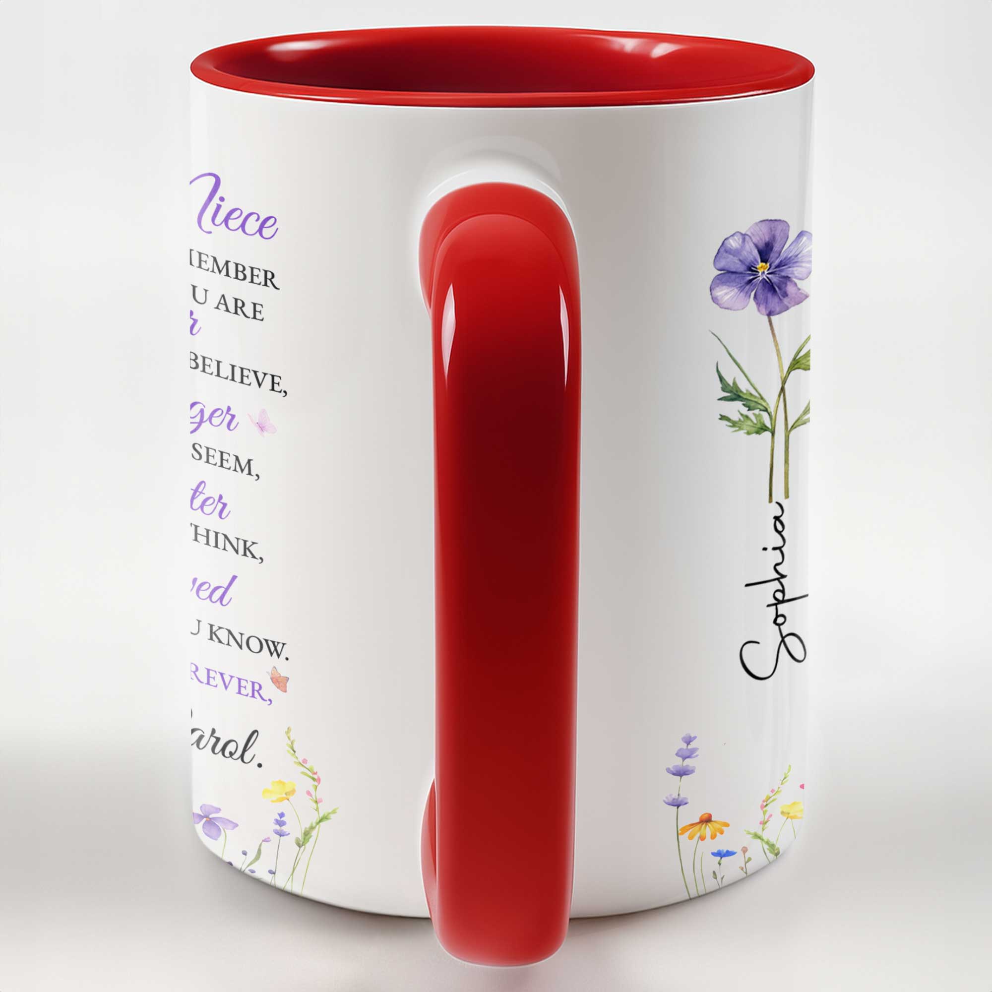 Personalized Custom Accent Mug Birth Month Flower Gift for Niece