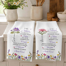 Load image into Gallery viewer, Personalized Kitchen Towel Custom Birth Flower Gift for Niece
