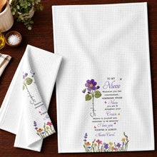 Load image into Gallery viewer, Personalized Kitchen Towel Custom Birth Flower Gift for Niece
