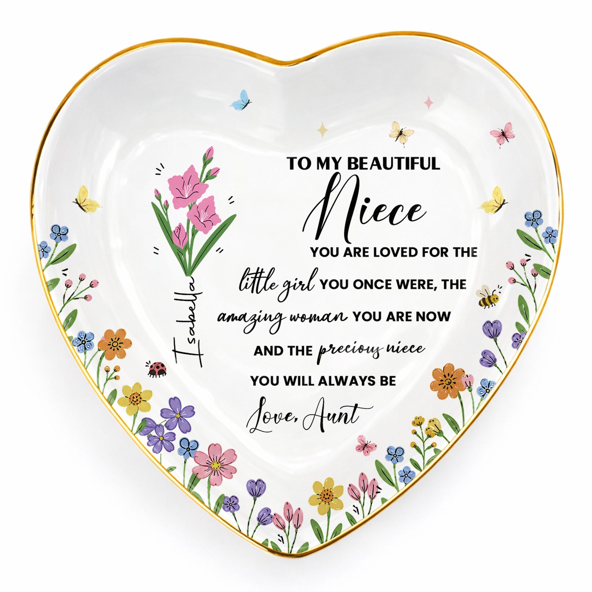 Personalized Heart-Shaped Jewelry Dish Custom Niece Gift