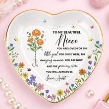Load image into Gallery viewer, Personalized Heart-Shaped Jewelry Dish Custom Niece Gift
