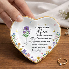Load image into Gallery viewer, Personalized Heart-Shaped Jewelry Dish Custom Niece Gift
