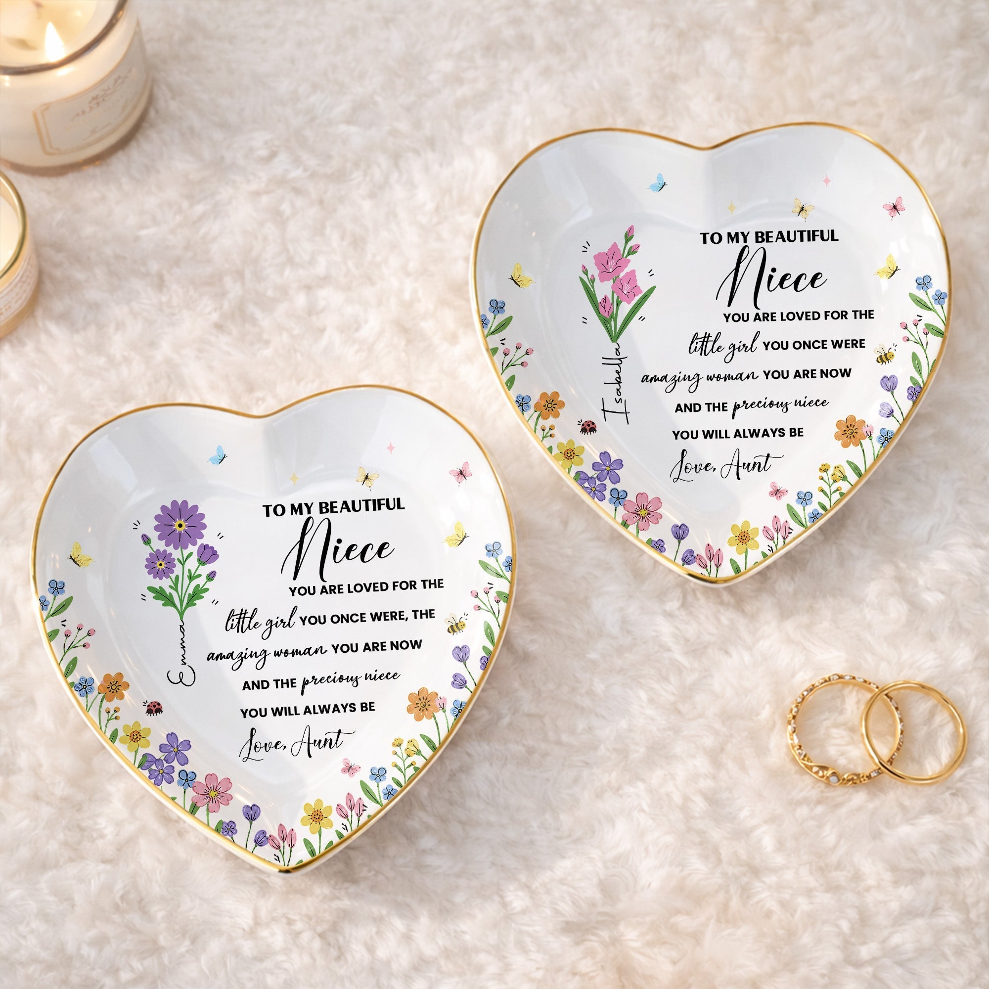 Personalized Heart-Shaped Jewelry Dish Custom Niece Gift